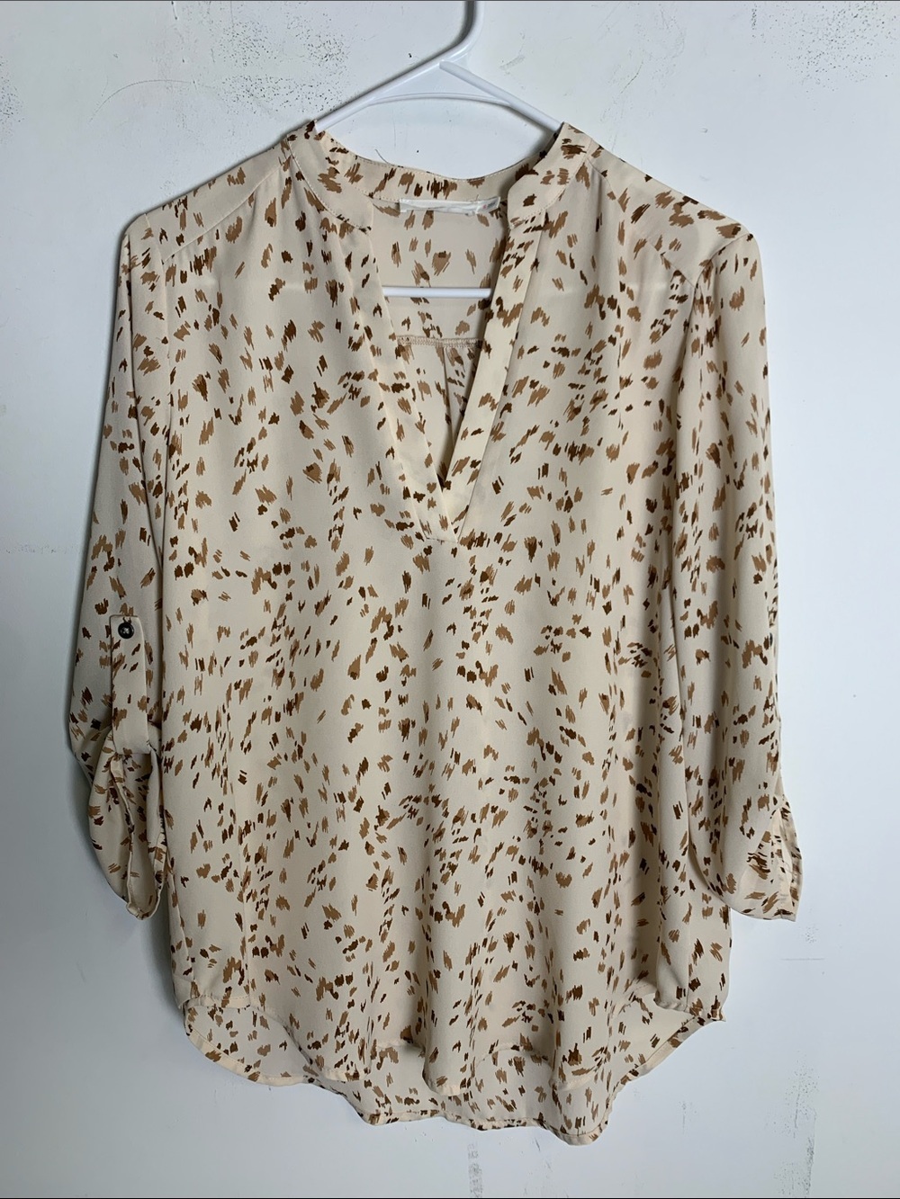 Lush Cream Blouse with Brown Spot Print